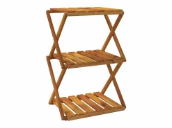 Estantería plegable 3 alturas madera acacia marrón 43x31x63 cm^Clicnbuy