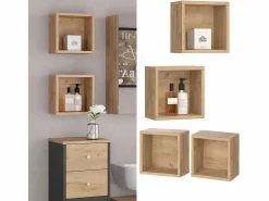 Estantes de baño roble dorado 25x15x25 senyo^Vicco New