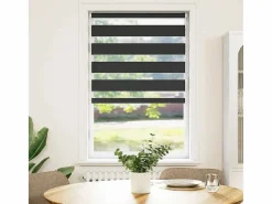 Clicnbuy Estor cebra 85x100 cm tejido ancho 80,9 cm poliéster Negro Online