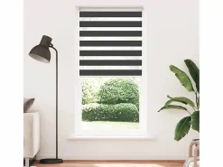 Clicnbuy Estor cebra 115x200 cm tejido ancho 110,9 cm poliéster Negro Sale