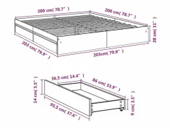 Estructura cama con cajones madera ingeniería blanca 200x200 cm^vidaxl