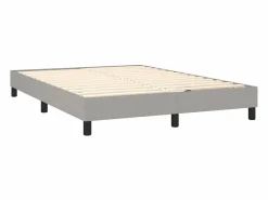 Clicnbuy Somier - 140X190Cm|Estructura de cama box spring tela gris claro 140x190 cm