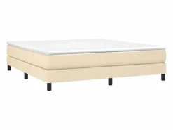 Estructura de cama box spring tela color crema 180x200 cm^Clicnbuy