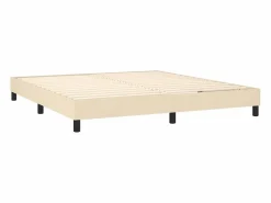 Estructura de cama box spring tela color crema 180x200 cm^Clicnbuy
