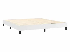 Clicnbuy Somier - 160X200Cm|Estructura de cama box spring cuero sintético blanco 160x200 cm