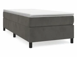 Clicnbuy Somier Tapizado|Estructura de cama box spring terciopelo gris oscuro 90x190 cm