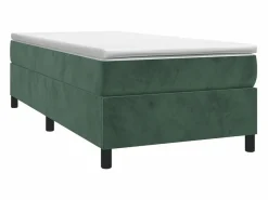 Clicnbuy Somier - 90X190Cm|Estructura de cama box spring terciopelo verde oscuro 90x190 cm