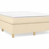 Clicnbuy Somier - 140X190Cm|Estructura de cama box spring tela color crema 140x190 cm