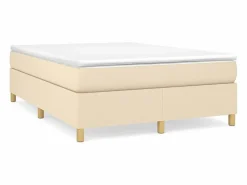 Clicnbuy Somier - 140X190Cm|Estructura de cama box spring tela color crema 140x190 cm