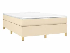 Clicnbuy Somier - 140X190Cm|Estructura de cama box spring tela color crema 140x190 cm