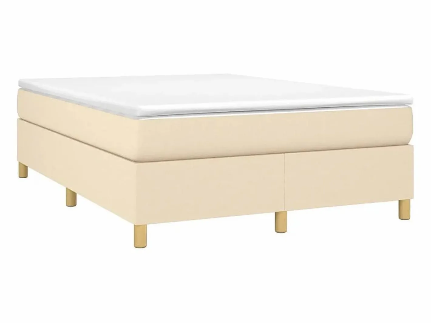 Clicnbuy Somier - 140X190Cm|Estructura de cama box spring tela color crema 140x190 cm