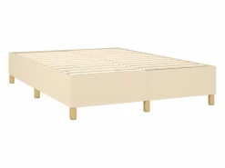 Clicnbuy Somier - 140X190Cm|Estructura de cama box spring tela color crema 140x190 cm