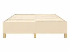 Clicnbuy Somier - 140X190Cm|Estructura de cama box spring tela color crema 140x190 cm