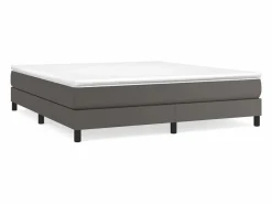 Estructura de cama box spring cuero sintético gris 160x200 cm^Clicnbuy Sale