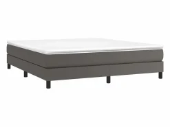 Estructura de cama box spring cuero sintético gris 160x200 cm^Clicnbuy Sale