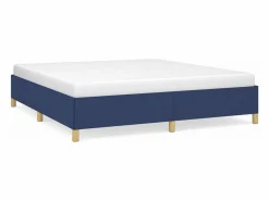 Estructura de cama box spring tela azul 160x200 cm^Clicnbuy New