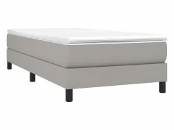 Estructura de cama box spring tela gris claro 90x190 cm^Clicnbuy