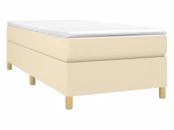 Clicnbuy Estructura de cama box spring tela color crema 90x190 cm Discount
