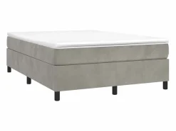 Clicnbuy Somier - 140X190Cm|Estructura de cama box spring terciopelo gris claro 140x190 cm
