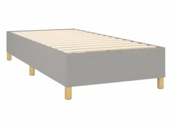 Estructura de cama box spring tela gris claro 90x200 cm^Clicnbuy New