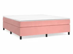 Clicnbuy Somier Tapizado|Estructura de cama box spring terciopelo rosa 200x200 cm