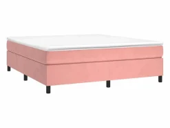 Clicnbuy Somier Tapizado|Estructura de cama box spring terciopelo rosa 200x200 cm
