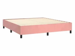 Clicnbuy Somier Tapizado|Estructura de cama box spring terciopelo rosa 200x200 cm