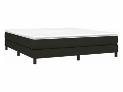 Estructura de cama box spring tela negro 160x200 cm^Clicnbuy