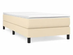 Clicnbuy Somier Tapizado|Estructura de cama box spring tela color crema 100x200 cm