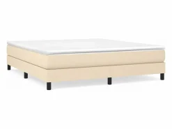 Clicnbuy Somier - 160X200Cm|Estructura de cama box spring tela color crema 160x200 cm
