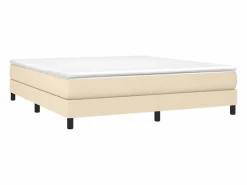 Clicnbuy Somier - 160X200Cm|Estructura de cama box spring tela color crema 160x200 cm