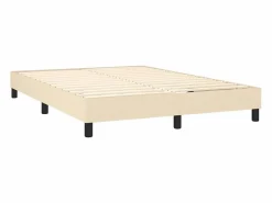 Clicnbuy Somier Tapizado|Somier - 140X190Cm|Estructura de cama box spring tela color crema 140x190 cm