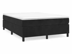 Clicnbuy Somier - 140X190Cm|Estructura de cama box spring terciopelo negro 140x190 cm