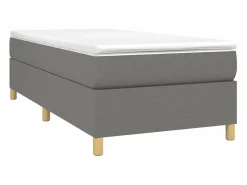 Clicnbuy Somier Tapizado|Estructura de cama box spring tela gris oscuro 90x200 cm