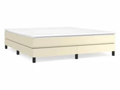 Clicnbuy Estructura de cama box spring cuero sintético 160x200 cm Crema Clearance