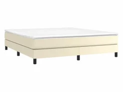 Clicnbuy Estructura de cama box spring cuero sintético 160x200 cm Crema Clearance