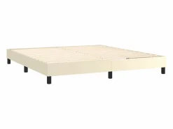 Clicnbuy Estructura de cama box spring cuero sintético 160x200 cm Crema Clearance