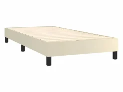 Clicnbuy Estructura de cama box spring cuero sintético 90x190 cm Crema Online