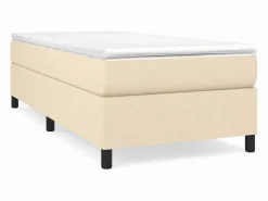 Estructura de cama box spring tela color crema 90x190 cm^Clicnbuy