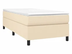 Estructura de cama box spring tela color crema 90x190 cm^Clicnbuy