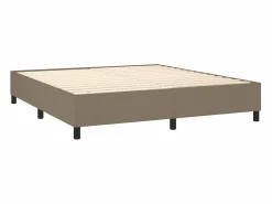 Estructura de cama box spring tela gris taupe 160x200 cm^Clicnbuy New