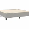 Estructura de cama box spring tela gris claro 160x200 cm^Clicnbuy