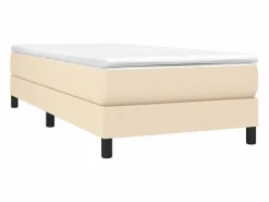Clicnbuy Estructura de cama box spring tela color crema 90x190 cm Outlet
