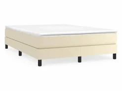 Clicnbuy Estructura de cama box spring cuero sintético 140x200 cm Crema Hot