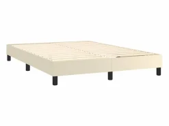 Clicnbuy Estructura de cama box spring cuero sintético 140x200 cm Crema Hot