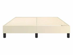 Clicnbuy Estructura de cama box spring cuero sintético 140x200 cm Crema Hot