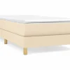 Estructura de cama box spring tela color crema 90x200 cm^Clicnbuy New
