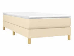 Estructura de cama box spring tela color crema 90x200 cm^Clicnbuy New