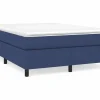 Clicnbuy Somier - 140X190Cm|Estructura de cama box spring tela azul 140x190 cm