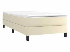 Clicnbuy Estructura de cama box spring cuero sintético 100x200 cm Crema Best